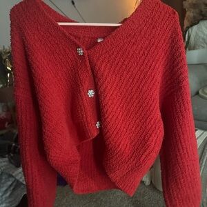 No Boundaries Red Textured Cardigan